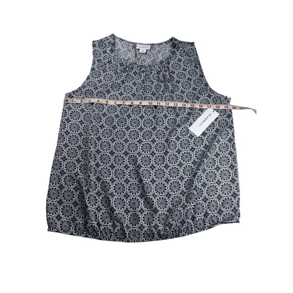Liz Claiborne Womens Sleeveless Blue Floral Tank Top Size Medium Polyester NWT - Picture 5 of 6